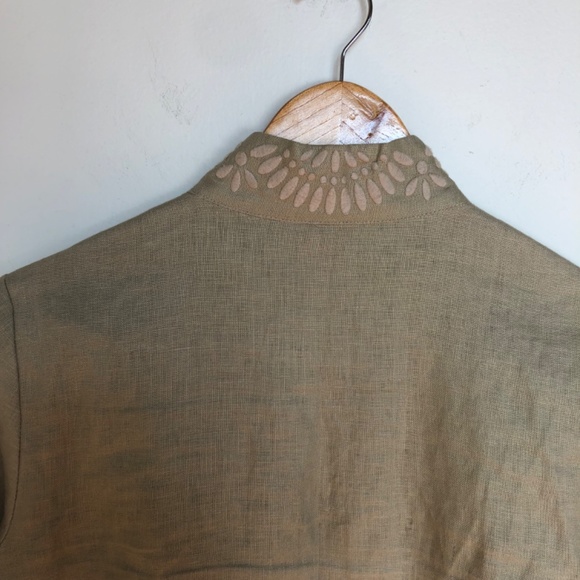 Tory Burch NWOT Linen Embroidered Long Sleeve Tunic Shirt Size 0 - Picture 6 of 12